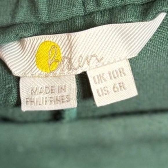BODEN Ponte Pull On Crop Trousers, Green, Attached Belt Cotton Stretch, Size 8R - Picture 8 of 10